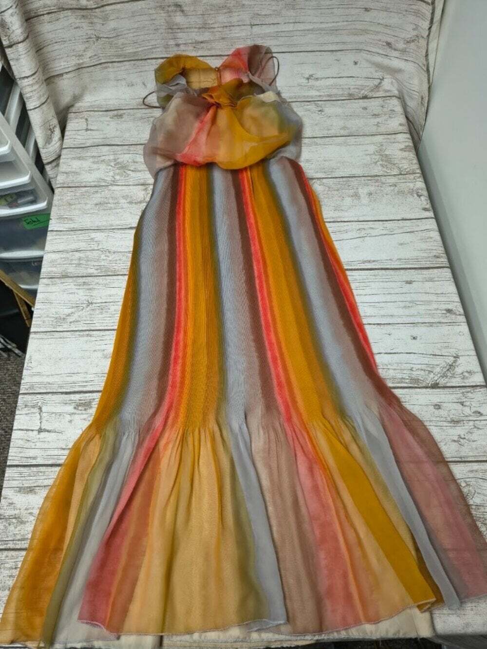 Vintage 70s Ritche of Canada Sunset Colors Sheath Dress